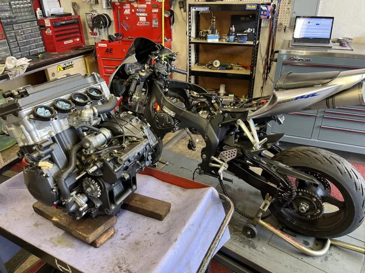 Motorcycle service work at AE Kustomz